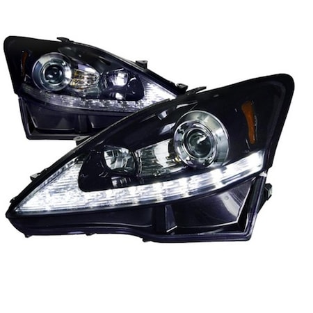 Overtime LED Projector Headlight Gloss Black Housing Smoke for 06 to 09 Lexus IS250, 14 x 24 x 28 in. OV2654190